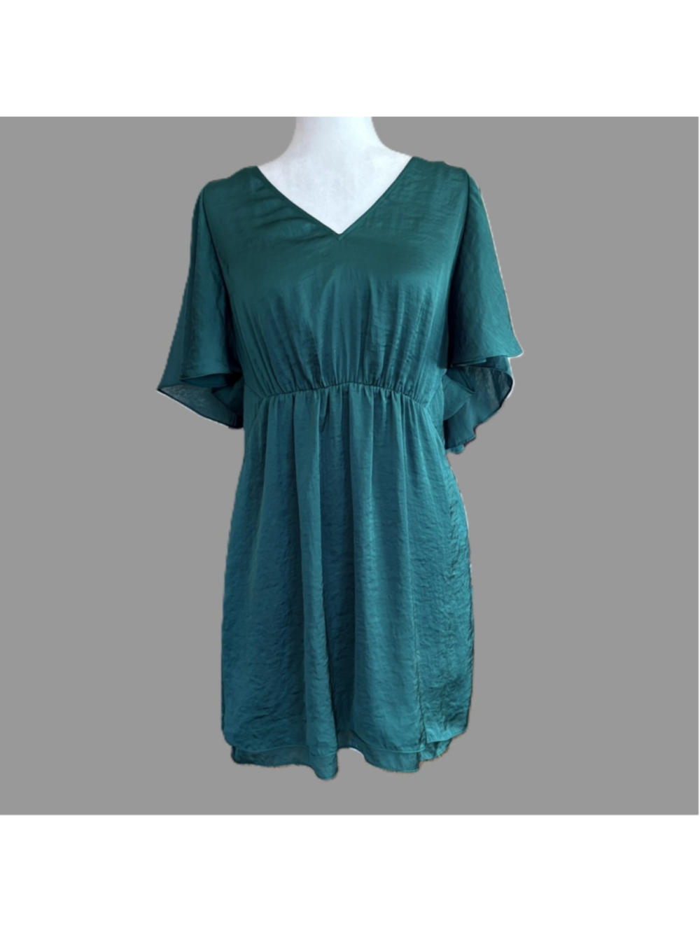 Anthropologie Maeve Teal Satin Mini Dress Medium